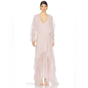 LoveShackFancy Collia Silk Dress in Pale Pink Size Small